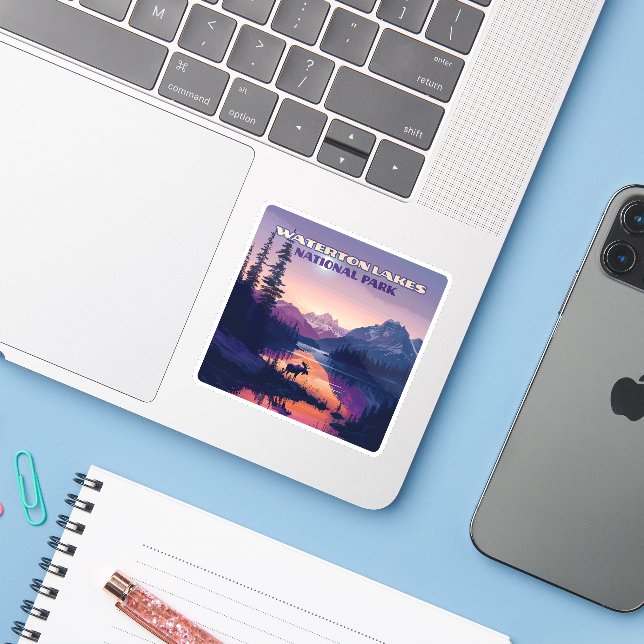 Pegatina Parque nacional de los Lagos de Waterton Canadá Al (Ordenado portátil con iPhone)