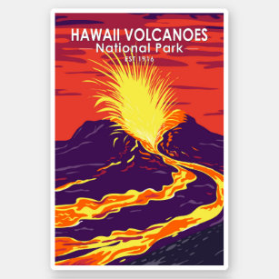 Pegatina Parque nacional de los Volcanes de Hawái Retro