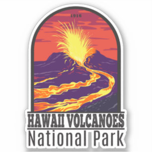 Pegatina Parque nacional de los Volcanes de Hawái Vintage