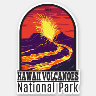 Pegatina Parque nacional de los Volcanes de Hawái Vintage
