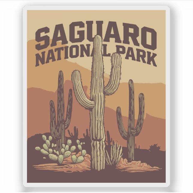 Pegatina Parque nacional de Saguaro (Anverso)