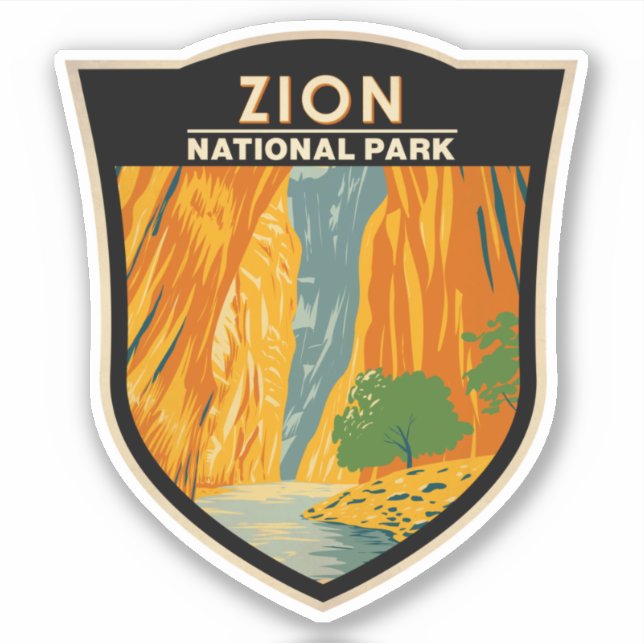 Pegatina Parque Nacional de Zion, Utah, la cosecha de las e (Anverso)