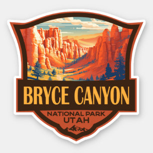 Pegatina Parque nacional del Cañón Bryce Viaje Arte Vintage
