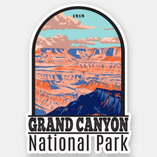 Pegatina Parque nacional del Gran Cañón, Arizona Retro