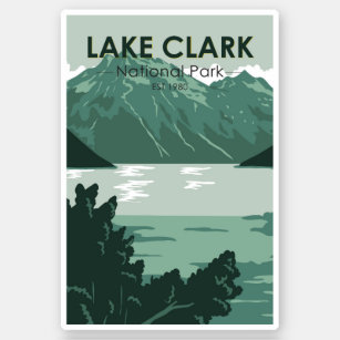 Pegatina Parque nacional del Lago Clark Alaska Vintage