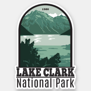 Pegatina Parque nacional del Lago Clark Alaska Vintage