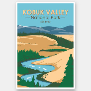 Pegatina Parque nacional del valle de Kobuk Vintage Alaska