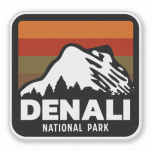 Pegatina Parque nacional Denali Regalo de Alaska Retro