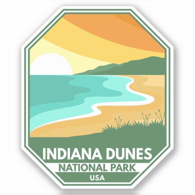Pegatina Parque nacional Dunas de Indiana Emblema mínimo re (Anverso)