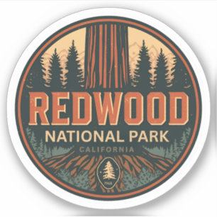 Pegatina Parque nacional estatal Redwood, California coster