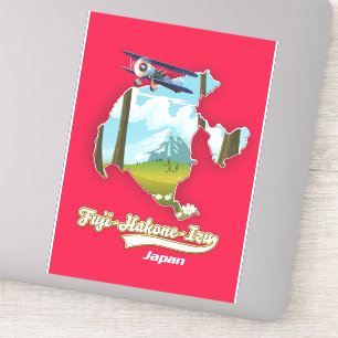 Pegatina parque nacional fuji hakone izu, mapa de japón