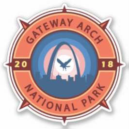 Pegatina Parque nacional Gateway Arch Compass Retro Emblem