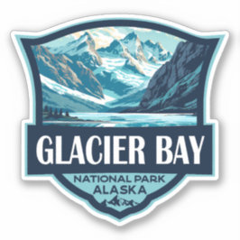 Pegatina Parque nacional Glacier Bay Ilustracion Retro