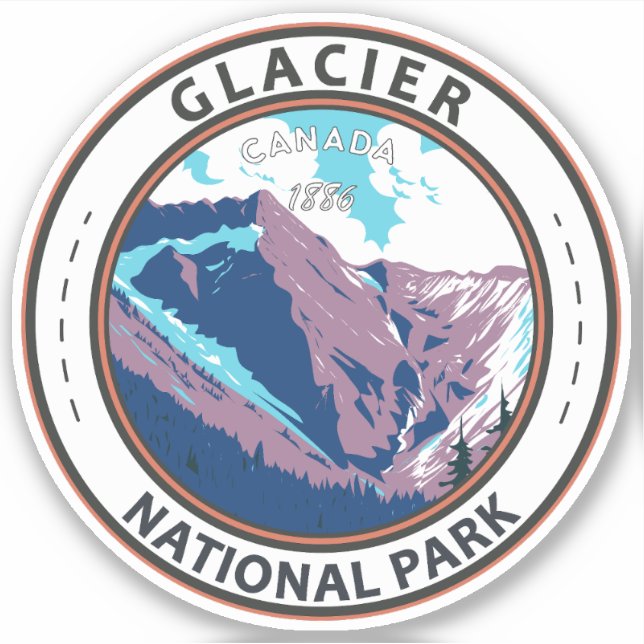 Pegatina Parque nacional Glacier Canadá Viaje de arte (Anverso)