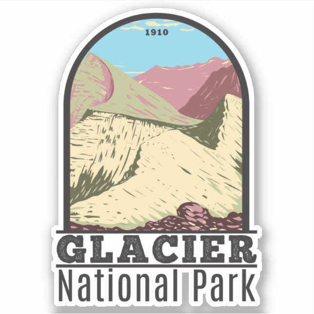 Pegatina Parque nacional Glacier Triple División de Montana (Anverso)