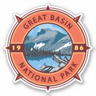 Pegatina Parque nacional Gran Cuenca Emblema de brújula ret