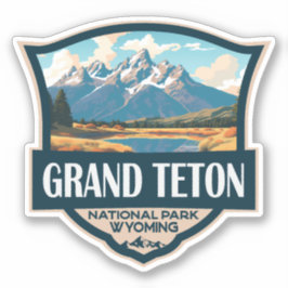 Pegatina Parque nacional Gran Teton Ilustracion Retro