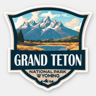 Pegatina Parque nacional Gran Teton Ilustracion Retro