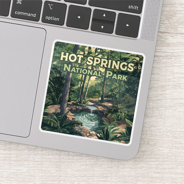 Pegatina Parque nacional Hot Springs Arkansas Retro (Detalle)