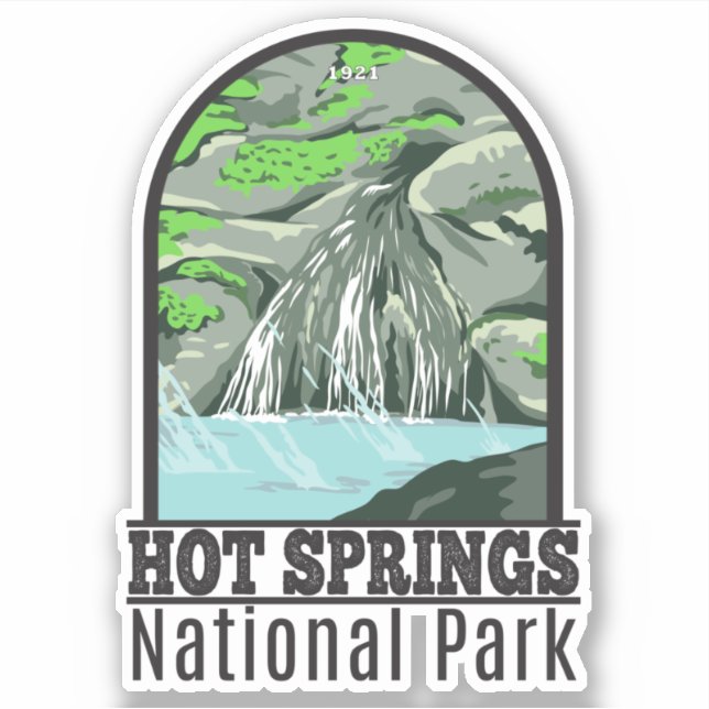 Pegatina Parque nacional Hot Springs Arkansas Vintage (Anverso)