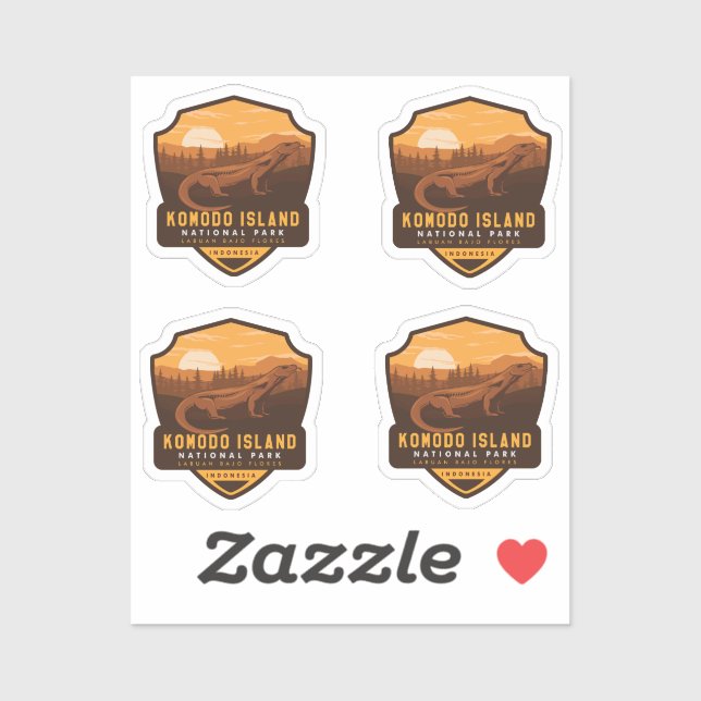 Pegatina Parque nacional Isla Komodo (Hoja)