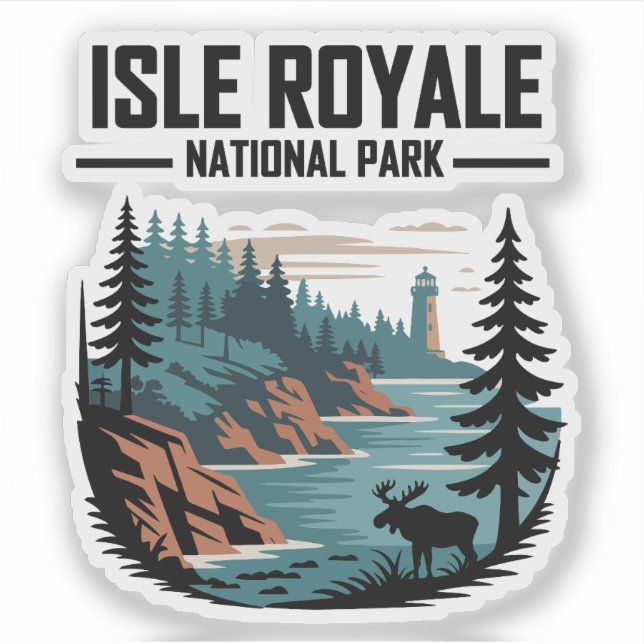 Pegatina Parque nacional Isle Royale (Anverso)