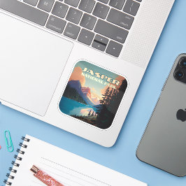 Pegatina Parque nacional Jasper Alberta Canadá Rockies Retr