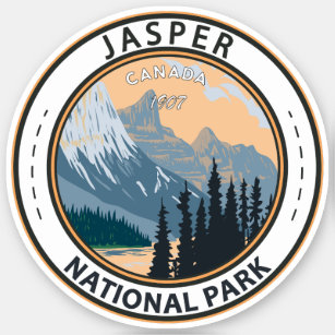 Pegatina Parque nacional Jasper Canadá Viaje de arte