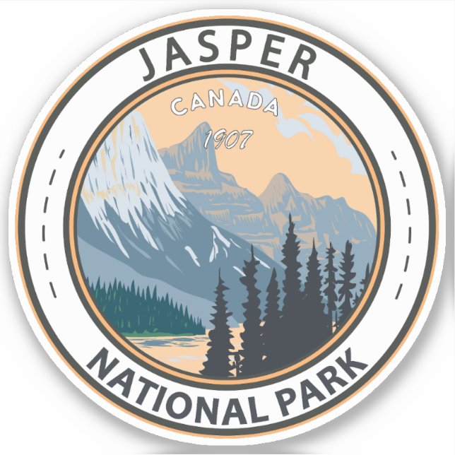 Pegatina Parque nacional Jasper Canadá Viaje de arte (Anverso)