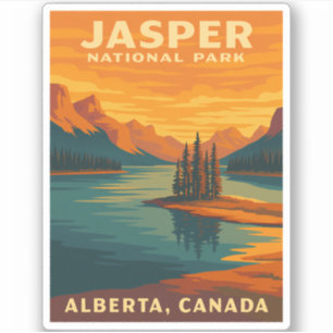 Pegatina Parque nacional Jasper de Viajes Retro Vintage