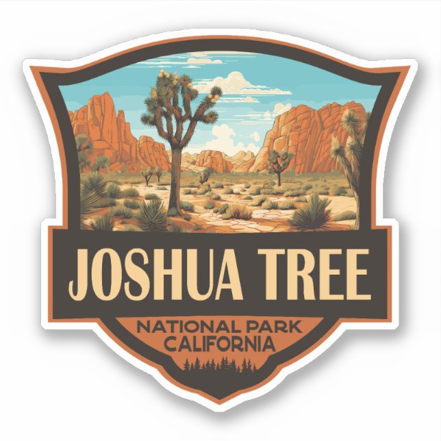 Pegatina Parque nacional Joshua Tree Ilustracion Retro (Anverso)