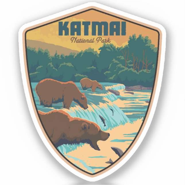 Pegatina Parque nacional Katmai (Anverso)