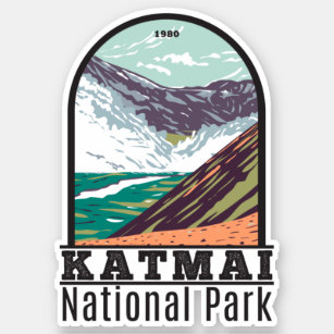 Pegatina Parque nacional Katmai Alaska Vintage