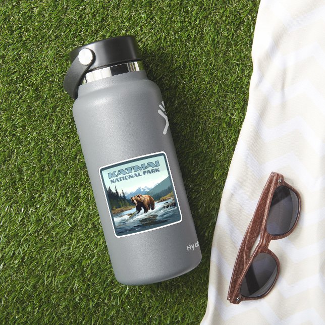 Pegatina Parque nacional Katmai, río Alaska Bear Brooks (HydroFlask Insitu)