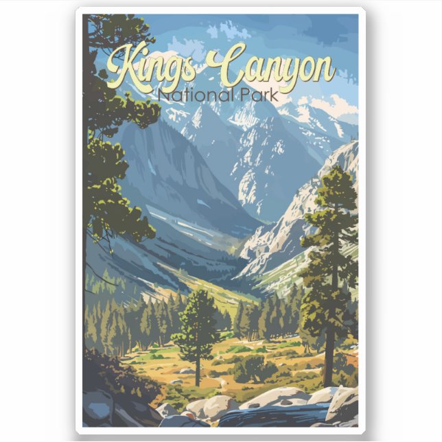 Pegatina Parque nacional Kings Canyon Ilustracion Viajes Ar (Anverso)