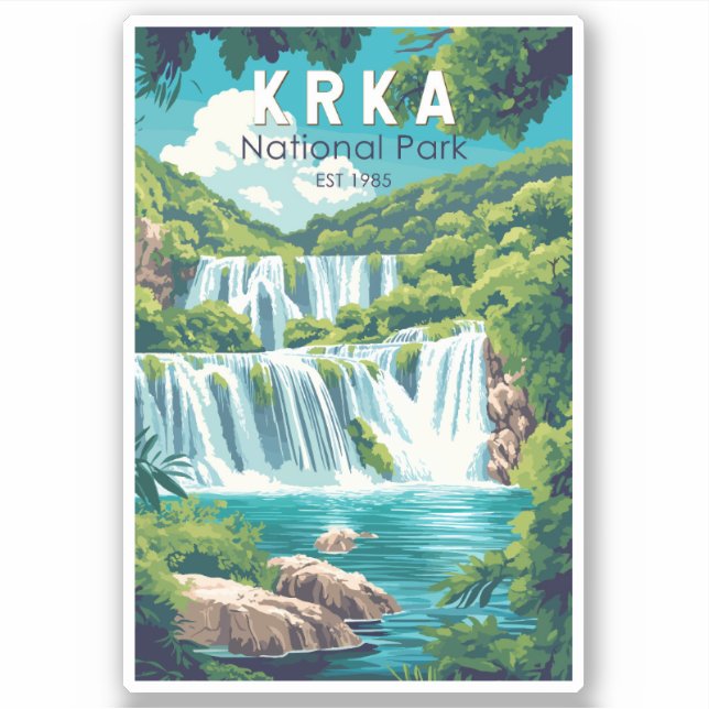 Pegatina Parque nacional Krka Croacia Viaje de arte (Anverso)