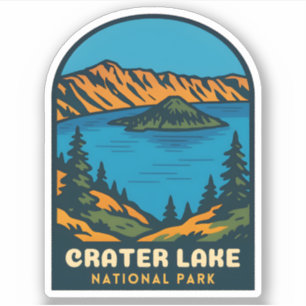 Pegatina Parque Nacional Lago del Cráter Viaje Retro Vintag