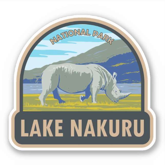 Pegatina Parque nacional Lago Nakuru Viaje de rinocerontes  (Anverso)