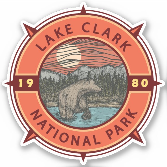Pegatina Parque nacional Lake Clark (Anverso)