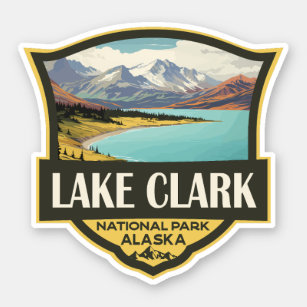 Pegatina Parque nacional Lake Clark Ilustracion Viajes