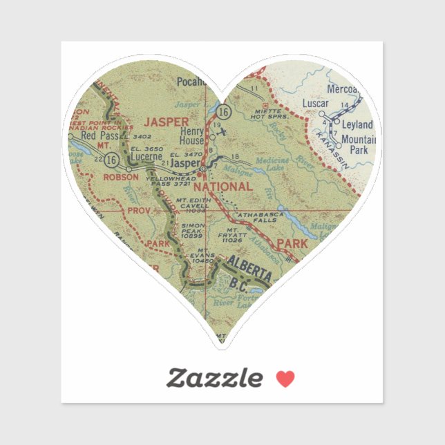 Pegatina Parque nacional Love Jasper Alberta (Hoja)