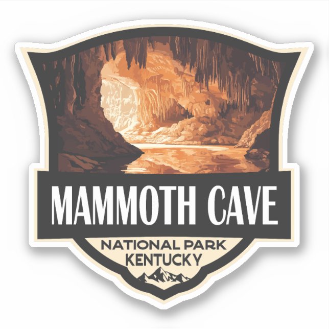 Pegatina Parque nacional Mammoth Cave Ilustracion Arte Retr (Anverso)