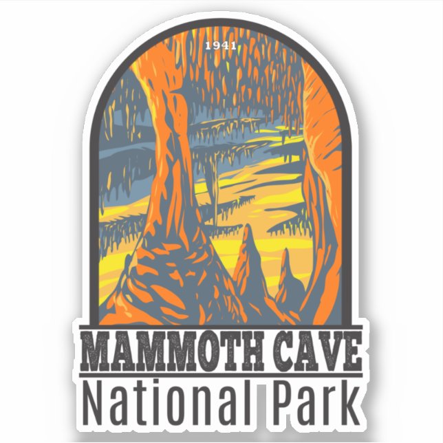 Pegatina Parque nacional Mammoth Cave Kentucky (Anverso)