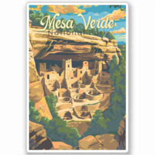 Pegatina Parque nacional Mesa Verde Ilustracion arte de via