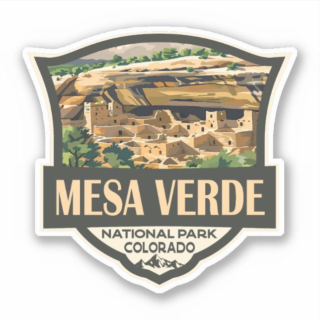 Pegatina Parque nacional Mesa Verde Ilustracion arte de via (Anverso)