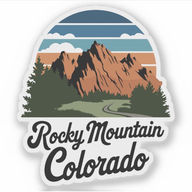 Pegatina Parque nacional Montaña Rocosa Retro (Anverso)