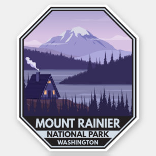 Pegatina Parque nacional Mount Rainier Washington Cabin Ret
