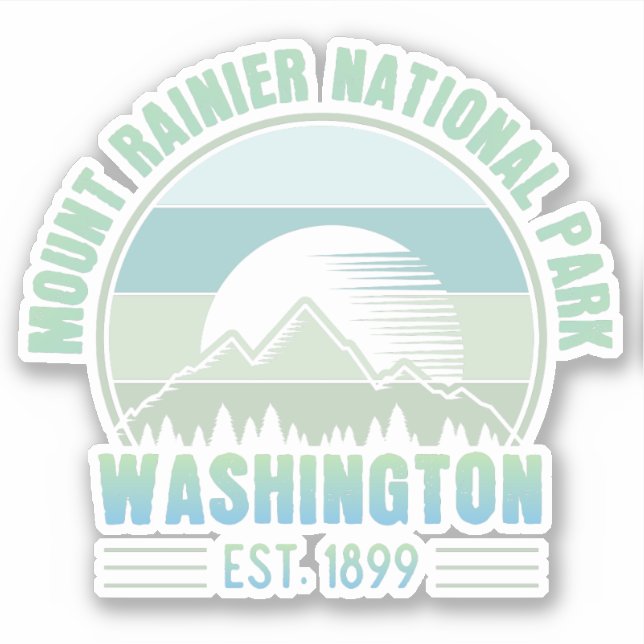 Pegatina Parque nacional Mount Rainier Washington Retro (Anverso)