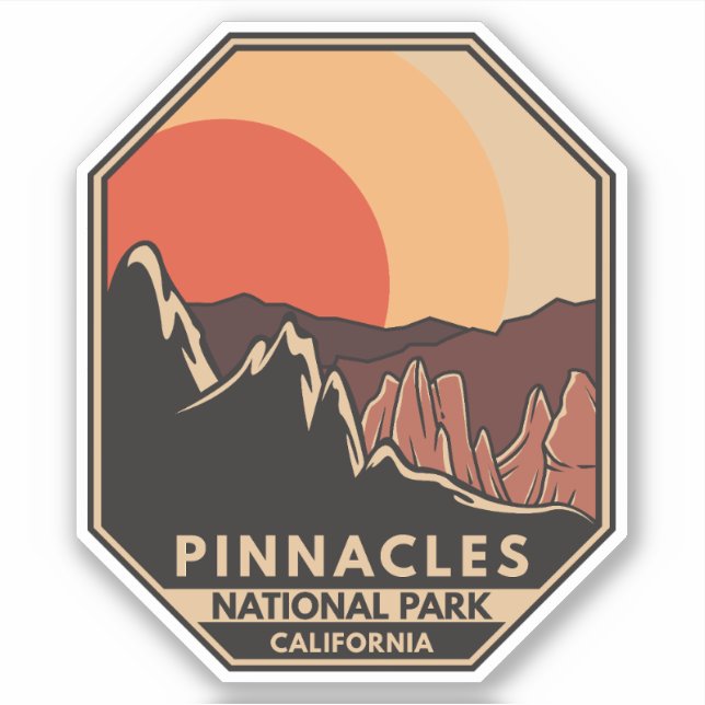Pegatina Parque nacional Pinnacles Emblema mínimo retro (Anverso)