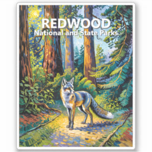 Pegatina Parque Nacional Redwood Bosque Van Gogh Zorro Pers